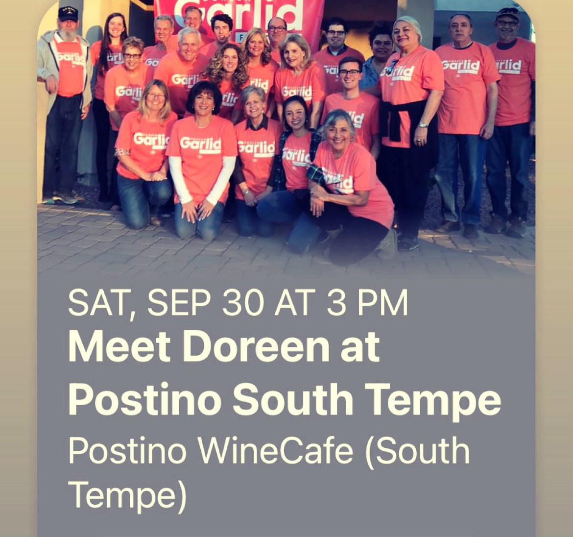 Meet Doreen at Postino South Tempe!